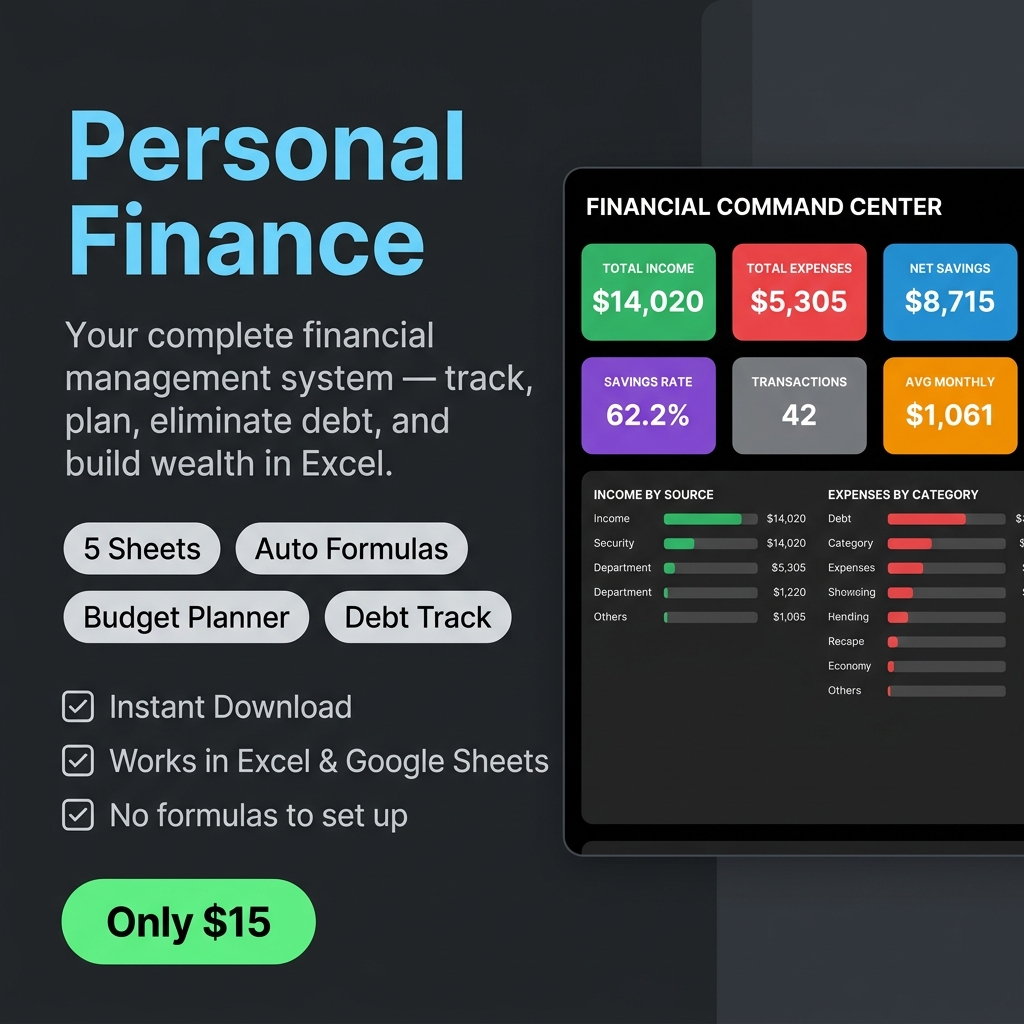 Excel Financial Dashboard Mockup